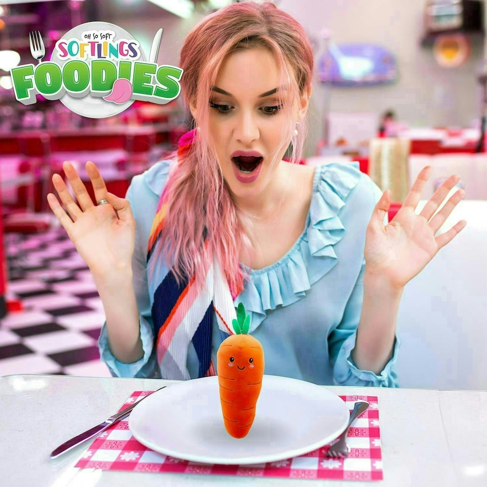 image 1 of Carrot Soft Toy Food Themed Cute Plush Cuddly Yummy Soft Fluffy 16cm Orange