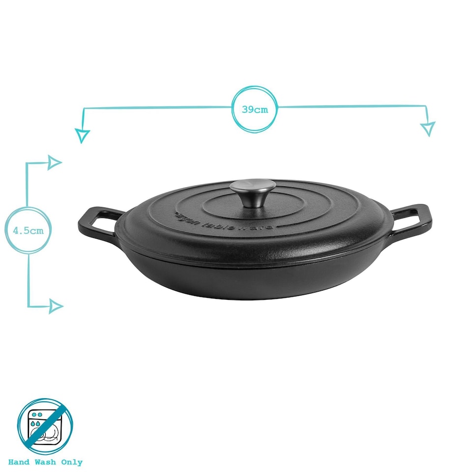 image 1 of Argon Tableware 2 Piece Cast Iron Casserole Dish Set - Enameled Dutch Oven - Self-Basting Lid - Hob to Oven - 2 Sizes - Midnight Blue