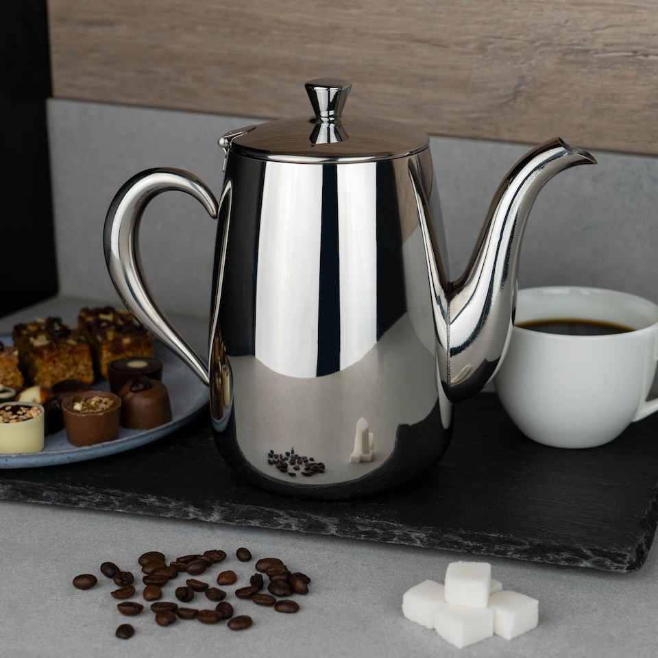 image 1 of Café Olé Premium Coffee Pot, 32oz / 910ml / Serves 4-5 Mugs, Stainless Steel