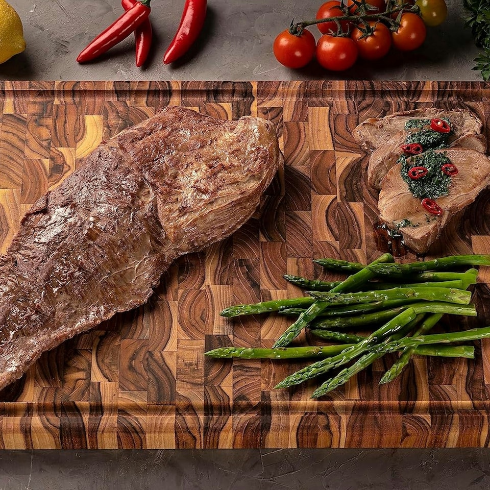 image 1 of Stolf Multipurpose Inverted Teak Wood Extra Large Barbecue Cutting Board 58 x 38cm | Multi