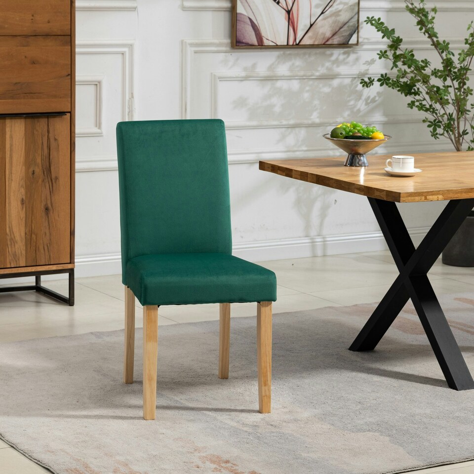 image 1 of Maiolo Velvet Dining Chairs - Set of 2 - Green
