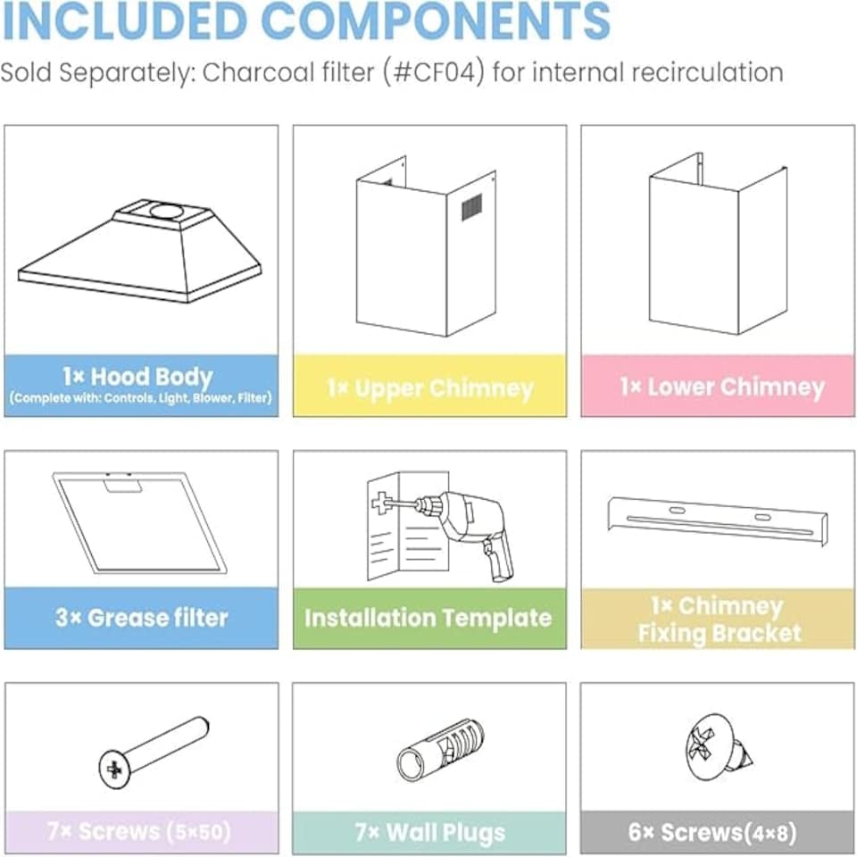 image 1 of Comfee Wall-mounted 3-Speed Range Hood - Black 90CM