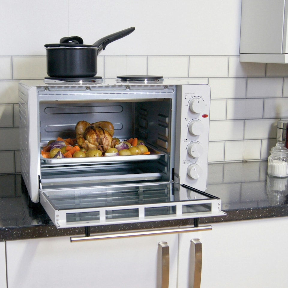 image 1 of Igenix IG7145 Tabletop Mini Oven & Grill , Separate Heating Controls , White