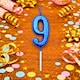 image 2 of Blue 9 Number Candle  Birthday Anniversary Party Cake Decorations Topper | Blue