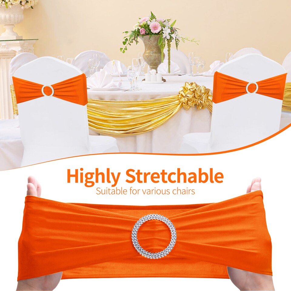 image 1 of 13"x5" Spandex Chair Bands with Slider Buckle, Elastic Chair Sash - 1pc