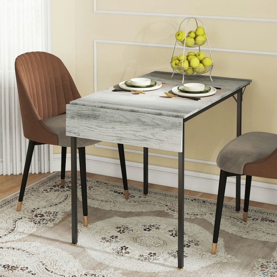 image 1 of HOMCOM Folding Dining Table, Drop Leaf Table for 2-4 People, Grey