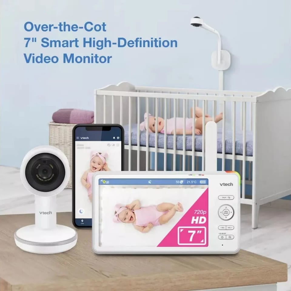 image 1 of VTech RM7787HD 7" Over-the-Cot Smart HD Video Baby Monitor