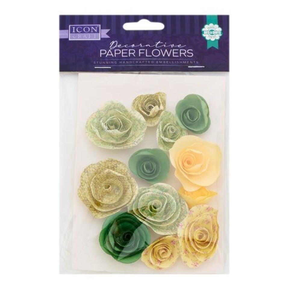 image 1 of Pack of 12 Decorative Paper Flowers by Icon Craft