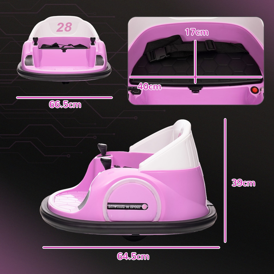 image 1 of AIYAPLAY 360° Rotation 12V Kids Bumper Car w/ Remote Control | Pink