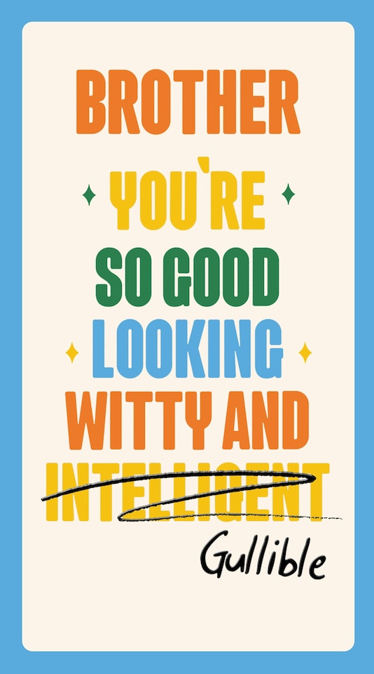 image 1 of Good Looking, Witty And Gullible - Funny Brother Birthday Card