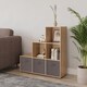 image 3 of 6-Cube Step Shelving Unit With Non Woven Inserts | Brown | Oak & Grey | 1
