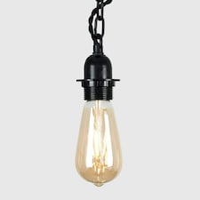ValueLights Huber Industrial Satin Black Ceiling Light Fitting - Includes 4w LED Filament Bulb 2700K Warm White