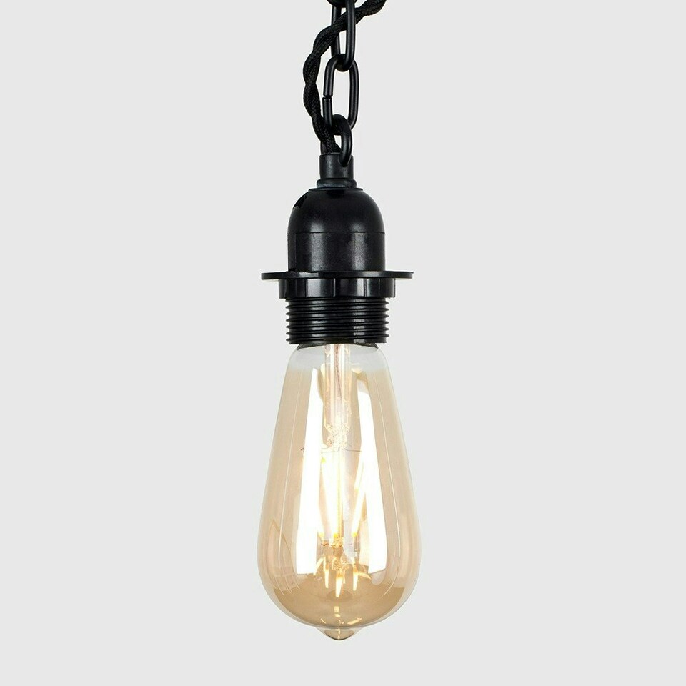 image 1 of ValueLights Huber Industrial Satin Black Ceiling Light Fitting - Includes 4w LED Filament Bulb 2700K Warm White