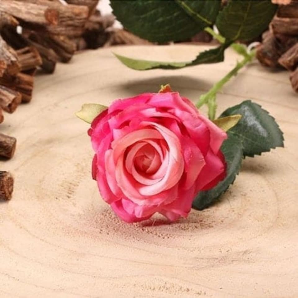 image 1 of Fuchsia Pink Diamond Rose Artificial Silk Flower 40cm