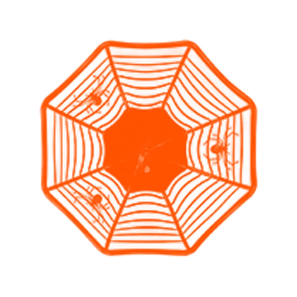 image 1 of Orange Spider's Web Reusable Halloween Plastic Candy Basket 27cm