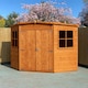 image 3 of Corner Shed Double Doors Tongue and Groove Garden Shed Workshop Approx 7 x 7 Feet - Honey Brown Timber Basecoat | Brown