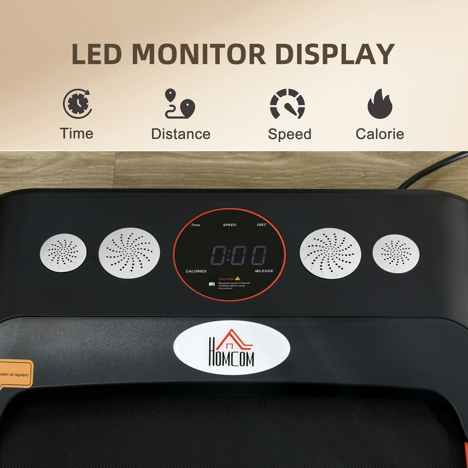 image 1 of HOMCOM Foldable Walking Treadmill w/ LED Display, Red