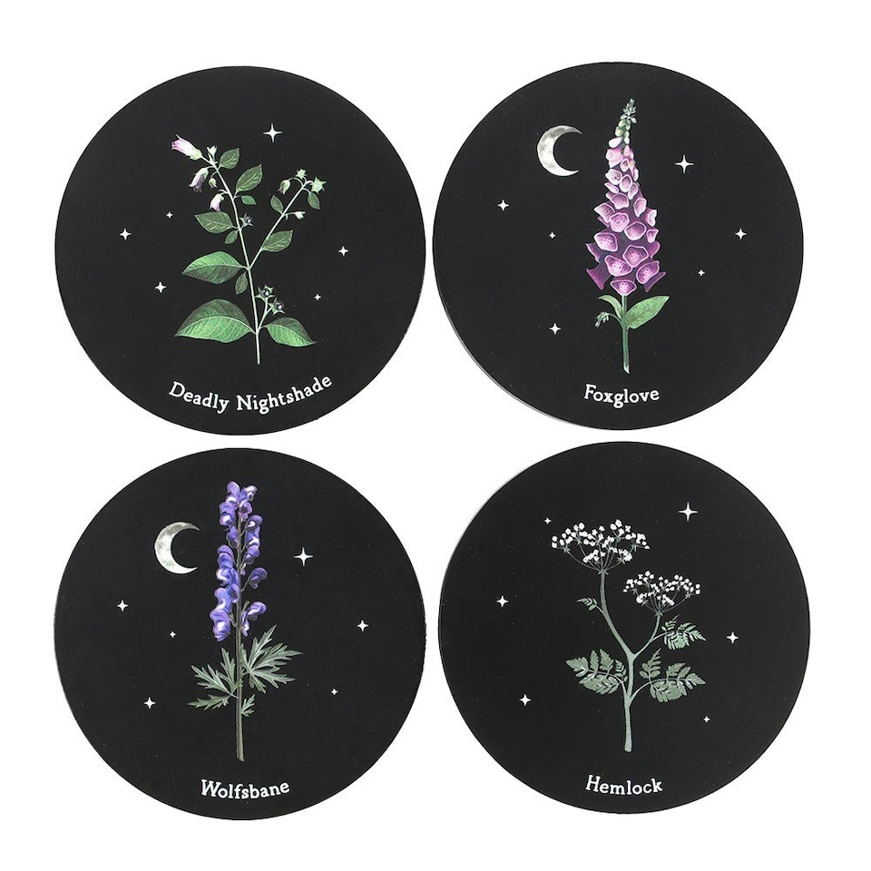 image 1 of MidOcean Poisonous Plants Coaster Set - Black - One Size