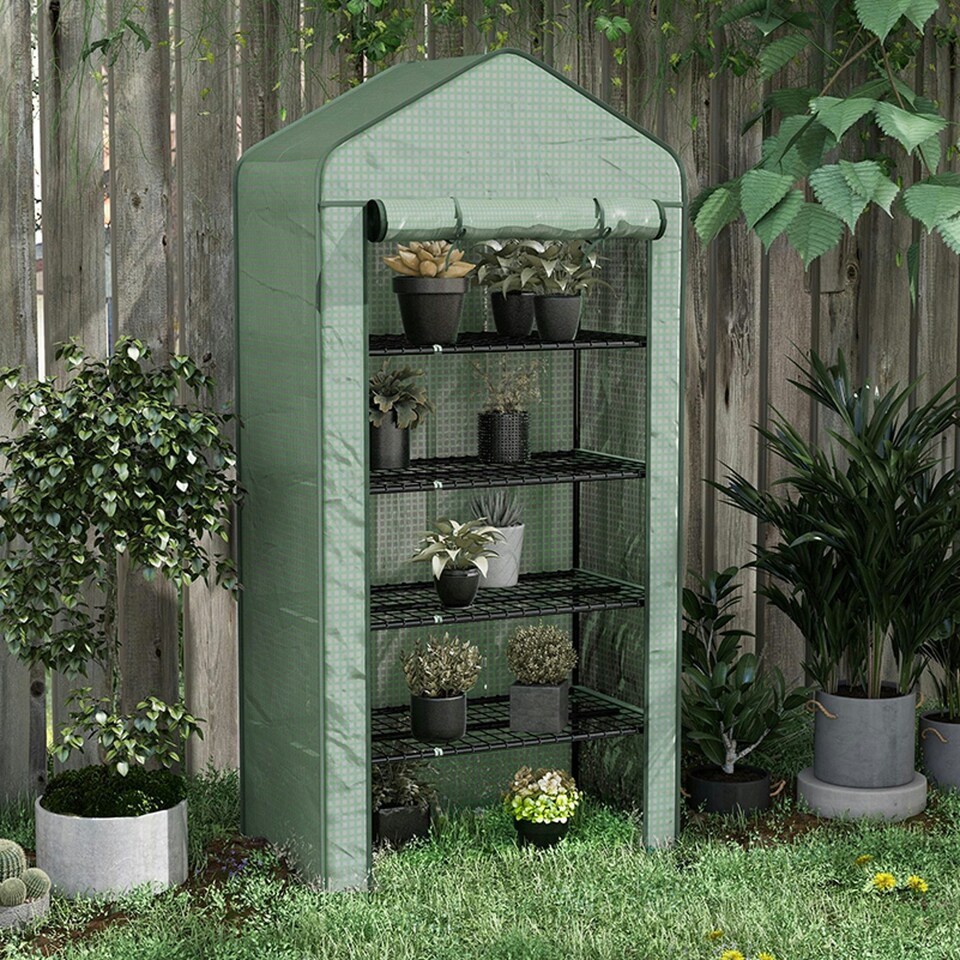 image 1 of Outsunny Widened Mini Greenhouse 5 Tier Green House, 193H x 90W x 49Dcm, Green
