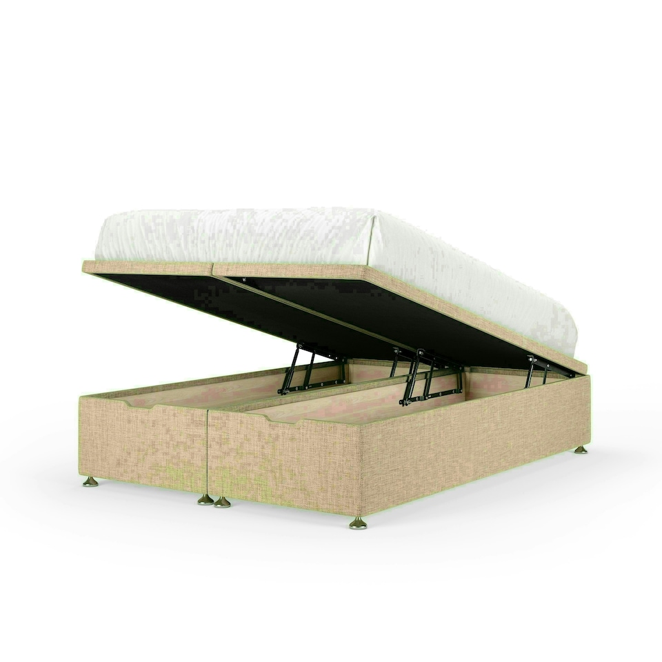 image 1 of Cream Linen Ottoman Base Small Double | Multi