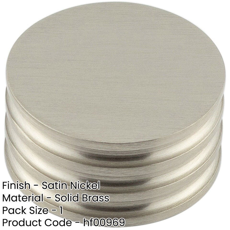 image 1 of Elegant Solid Brass Cupboard Knob in Satin Nickel Finish - 40mm Size - Kitchen Cabinet Knob