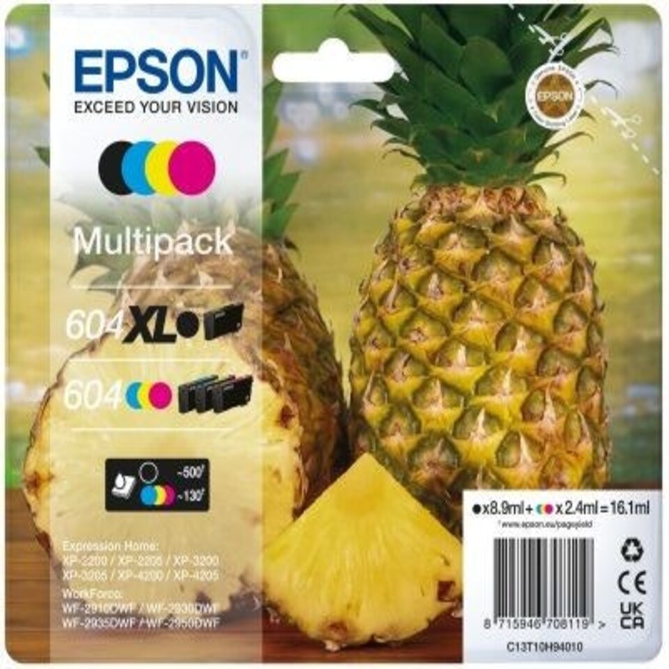 image 1 of Epson 604XL Black & 604 Cyan Magenta Yellow Ink Cartridge Multi | Epson 604XL Black Cyan Magenta Yellow Ink Cartridge