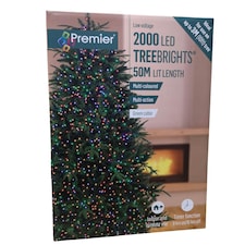 2000 LED 50m Indoor Outdoor Christmas Multi Function Mains Operated String Lights with Timer in Multicoloured