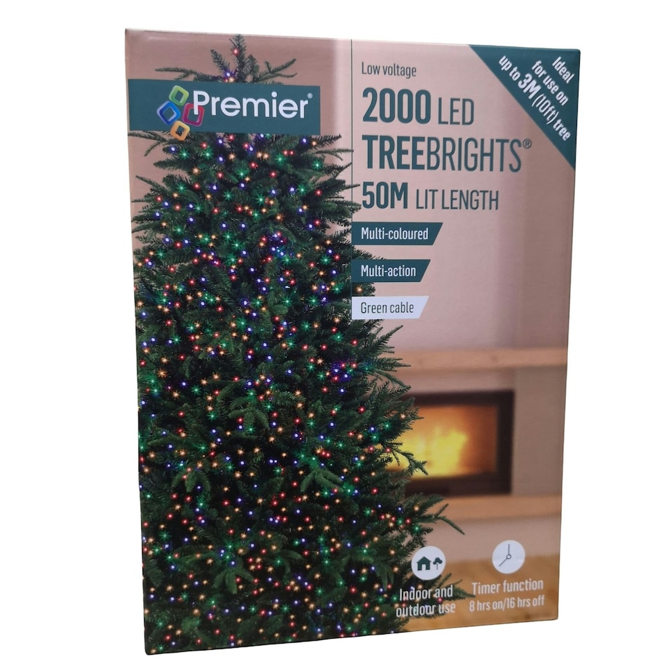 image 1 of 2000 LED 50m Indoor Outdoor Christmas Multi Function Mains Operated String Lights with Timer in Multicoloured