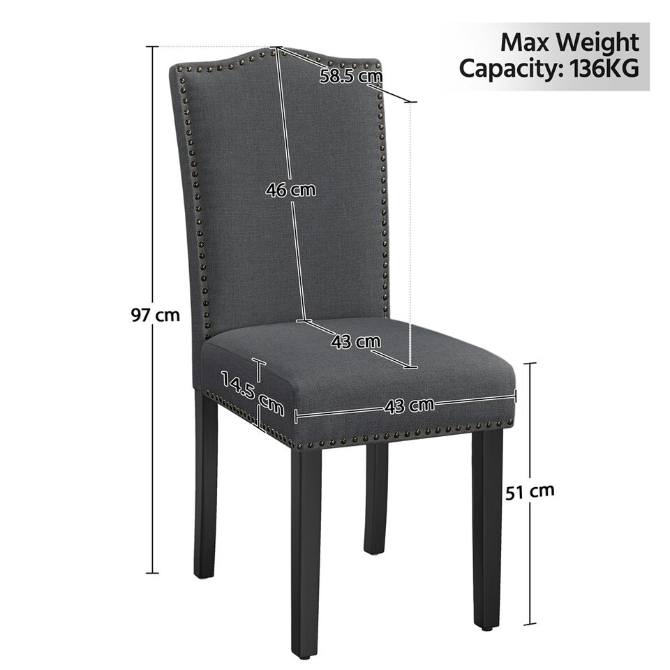 image 1 of Yaheetech Set of 2 Modern Fabric Upholstered Dining Chairs Grey | Dark Grey