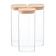 image 1 of Argon Tableware Square Glass Storage Jars with Wooden Lids - 1.9 Litre - Pack of 3