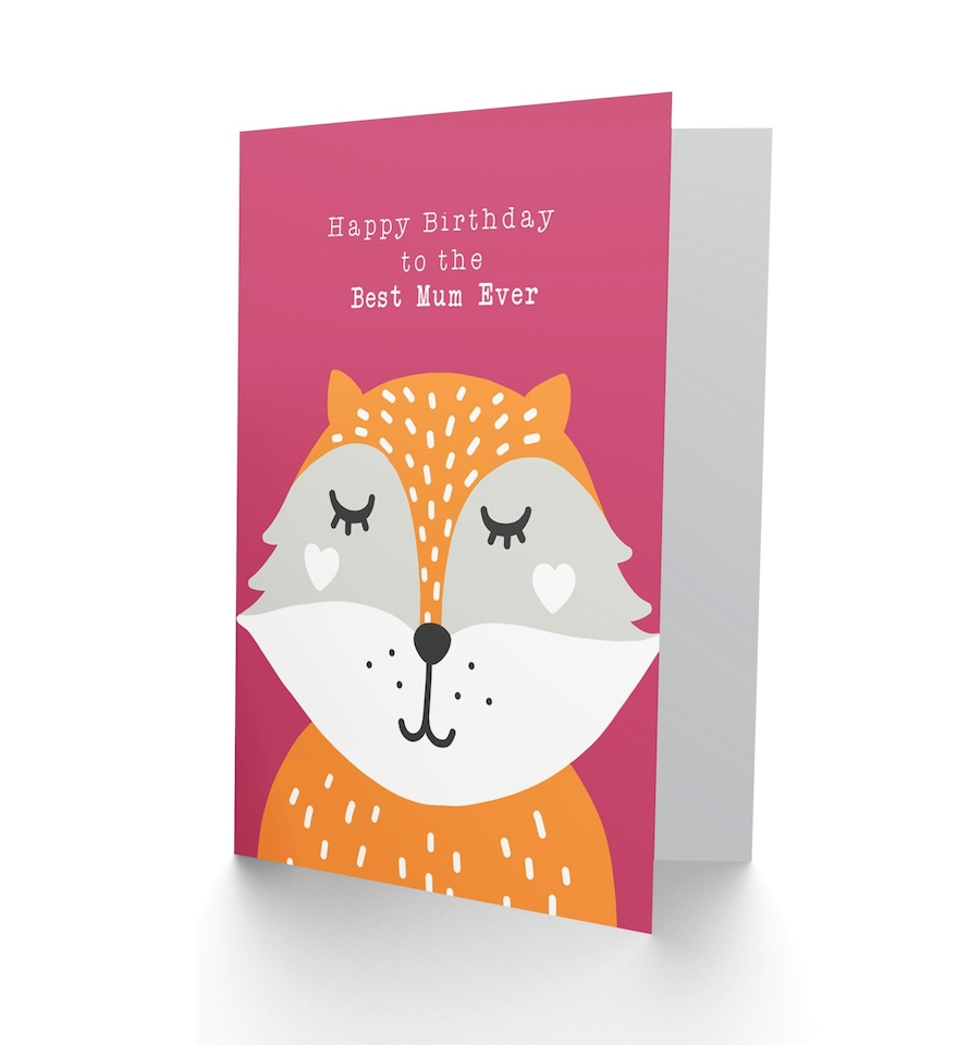 image 1 of To The Best Mum Ever Cute Fox Cartoon Birthday Greeting Card