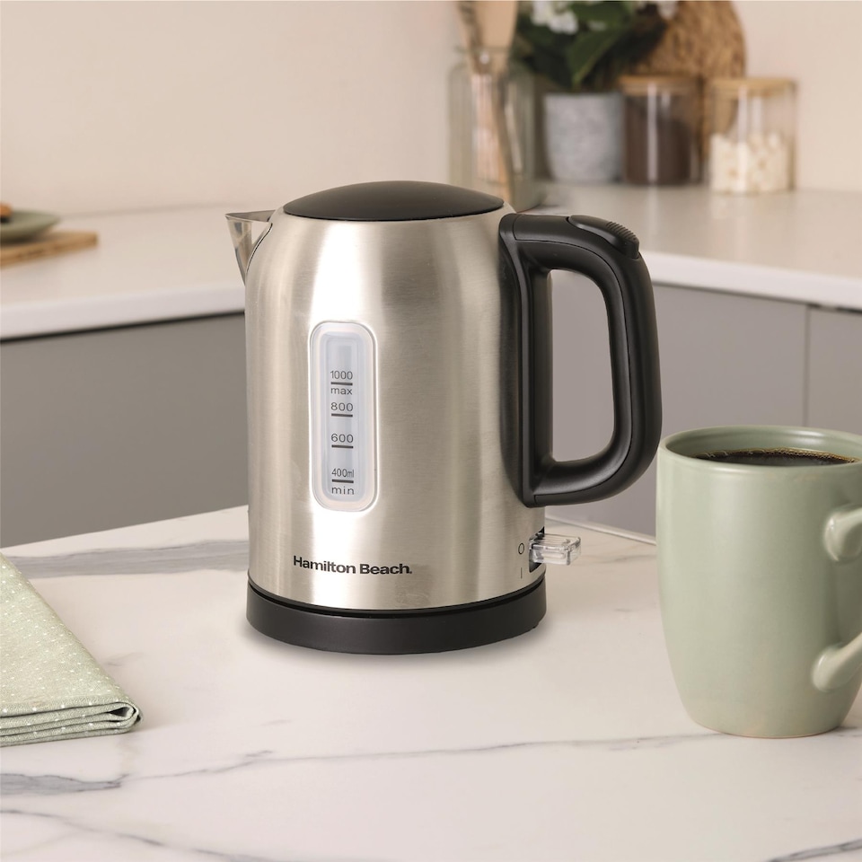 image 1 of Hamilton Beach Compact 1L Kettle Brushed Stainless Steel
