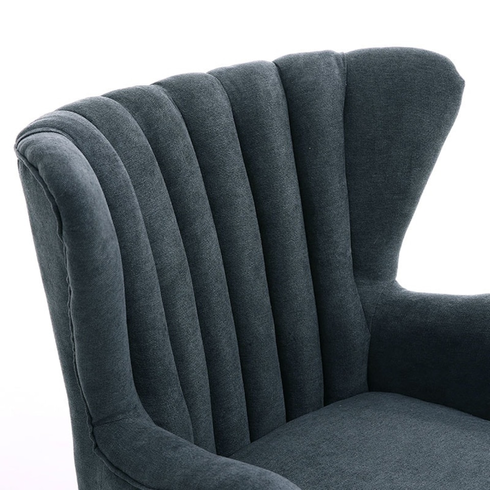 image 1 of Living and Home Faux Wool Upholstered Armchair and Footstool - Grey