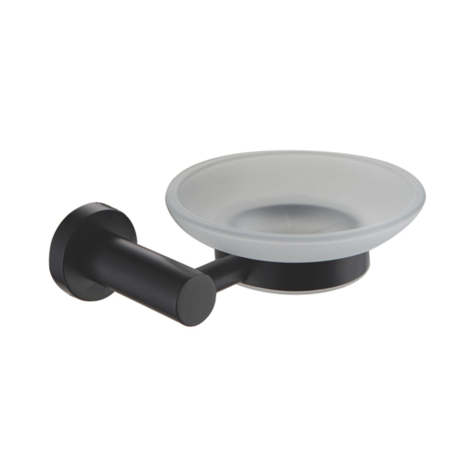 image 1 of Showerdrape Modernity Black Stainless Steel Wall Mounted Frosted Glass Soap Dish | Black | 1