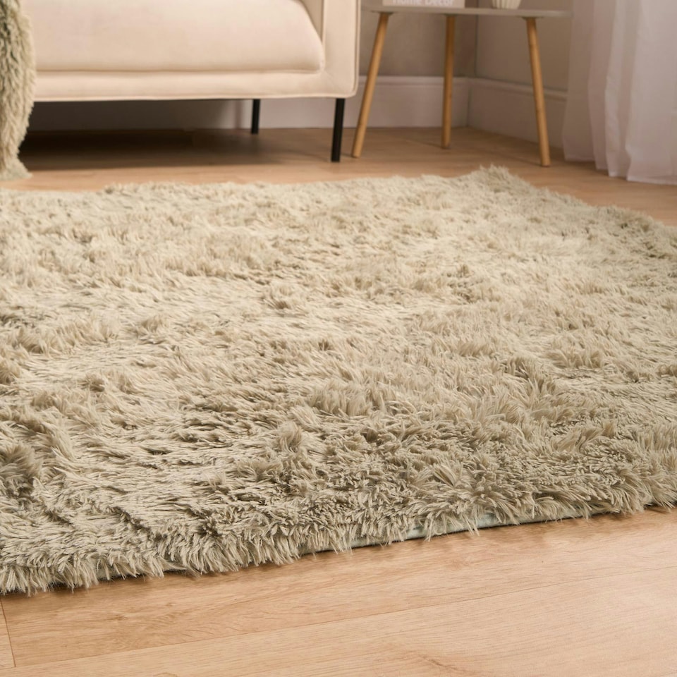 image 1 of OHS Fluffy Anti-Slip Plain Shaggy Floor Mat Rug , 80x150cm - Sage Green | Sage Green | 80x150cm