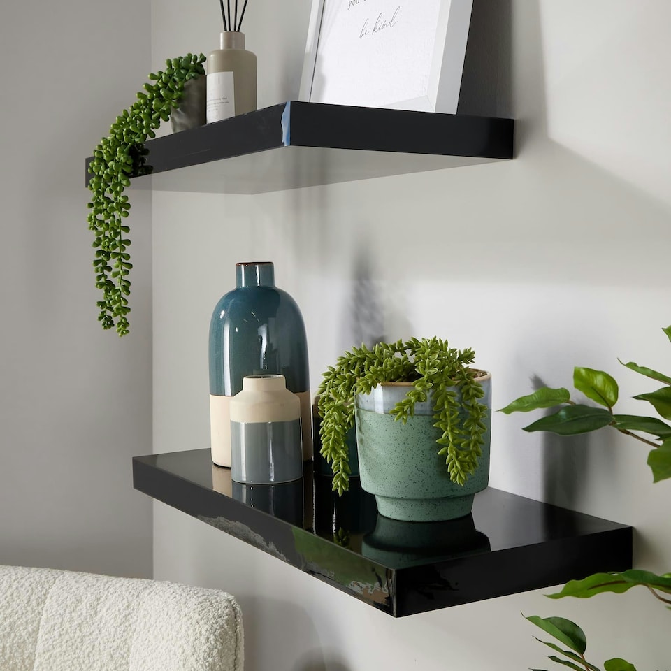 image 1 of Floating Storage Shelf Wall Mounted Wooden CD DVD Book Shelves Home Living Room | Brown