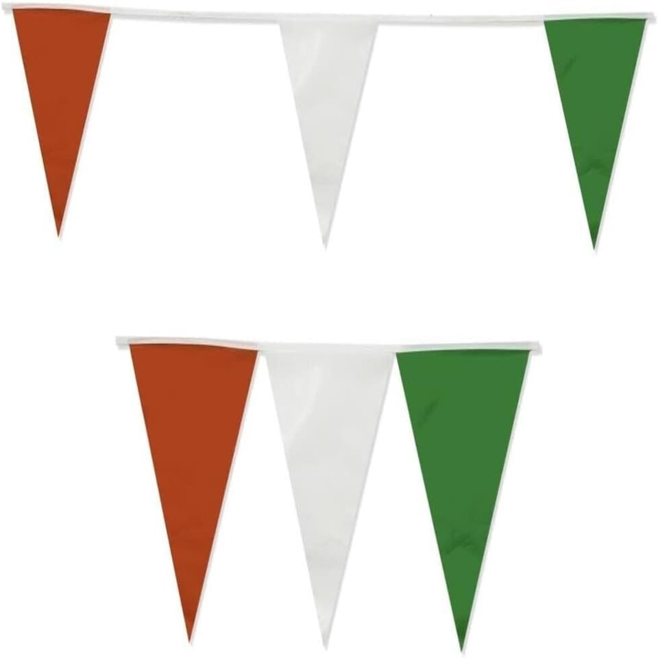 image 1 of Green, Red and White Party Bunting 10m with 20 Pennants