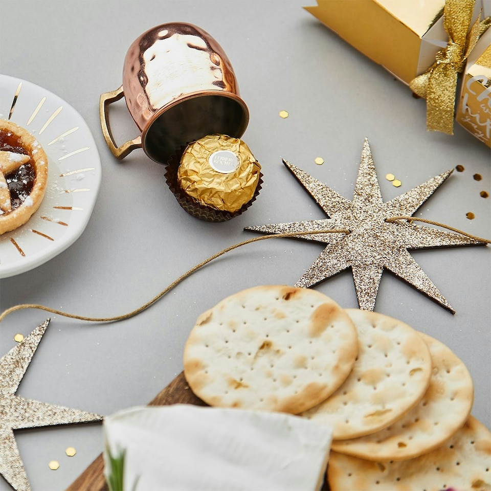 image 1 of Gold Star Glitter Wood Party Garland 2m