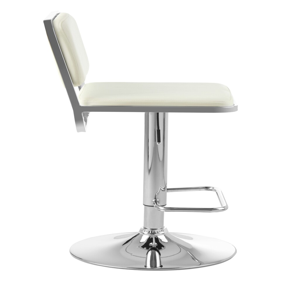 image 1 of Interiors by Premier White Seat And Chrome Base Bar Stool, Adjustable Height Kitchen Bar Stool, Footrest Swivel Barstool