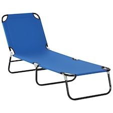 Outsunny Folding Lounge Chair Outdoor Chaise Lounge for Bench Patio Blue