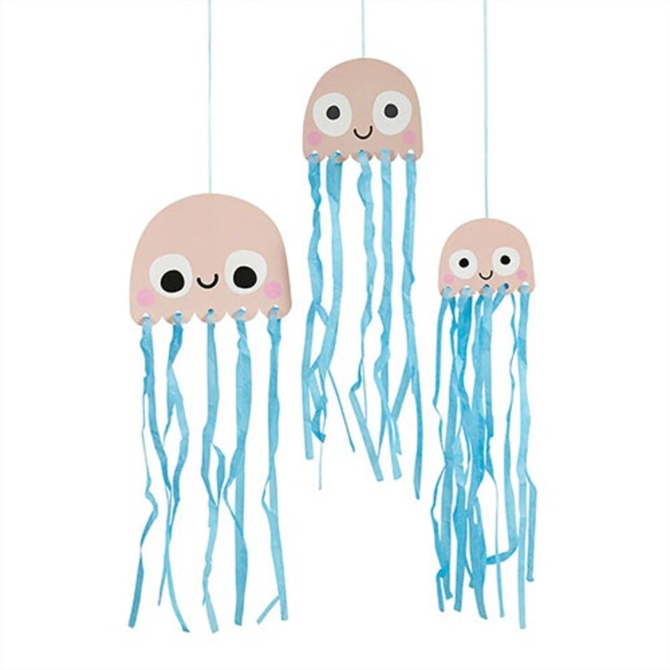 Smiling Jellyfish with Tissue Tassels Hanging Decorations 18cm - Pack of 3