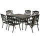 image 1 of Outsunny 7 Pieces Cast Aluminium Garden Dining Set with Parasol Hole Bronze