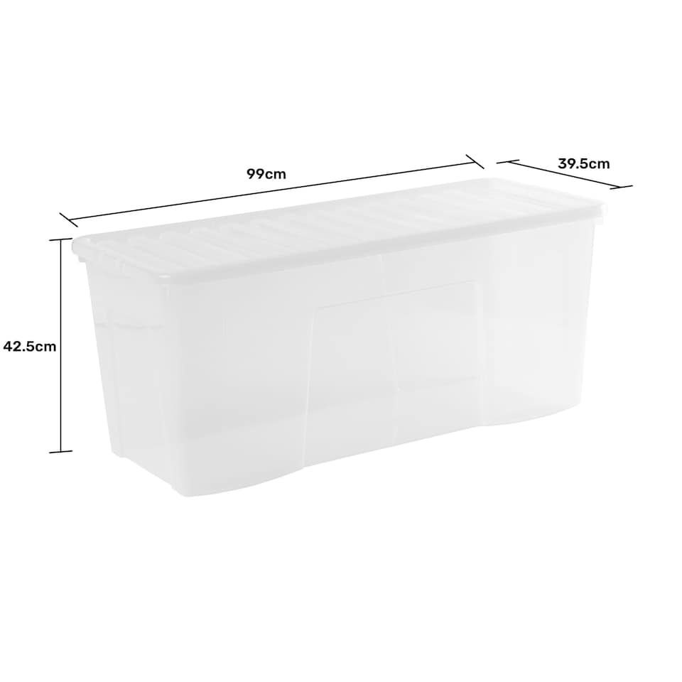 image 1 of Wham Crystal 2 x 133L Stackable Plastic Storage Boxes with Lids Clear Clear