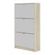 image 3 of Shoes Shoe Cabinet 3 Flip Down Doors and 2 layers Oak structure White