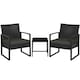 image 1 of Yaheetech 3-Piece Patio Set Rattan Chairs & Table Black/Grey