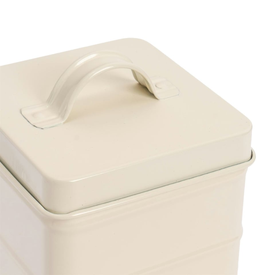 image 1 of Harbour Housewares 5 Piece Cream Vintage Metal Kitchen Canisters Set Utility Storage Utility Containers Storage Box Storage Container
