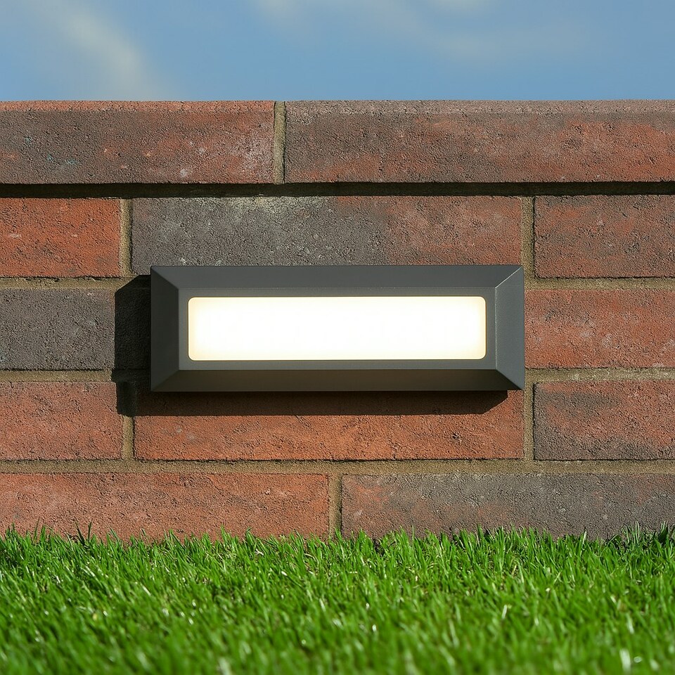 image 1 of CGC REBECCA Dark Grey Slim LED Outdoor Rectangle Brick Light Grey