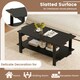image 3 of COSTWAY 2-Tier Coffee Table Slatted Wood Center Table Black Black