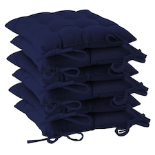 Harbour Housewares Square Garden Chair Seat Cushions - Navy - Pack of 6 Blue