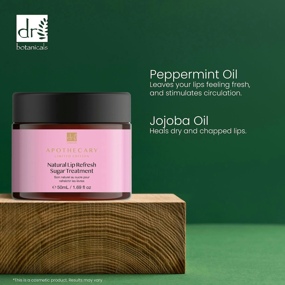 image 1 of Dr Botanicals Natural Lip Refresh Sugar Treatment 50ml Twin Value Savings Pack